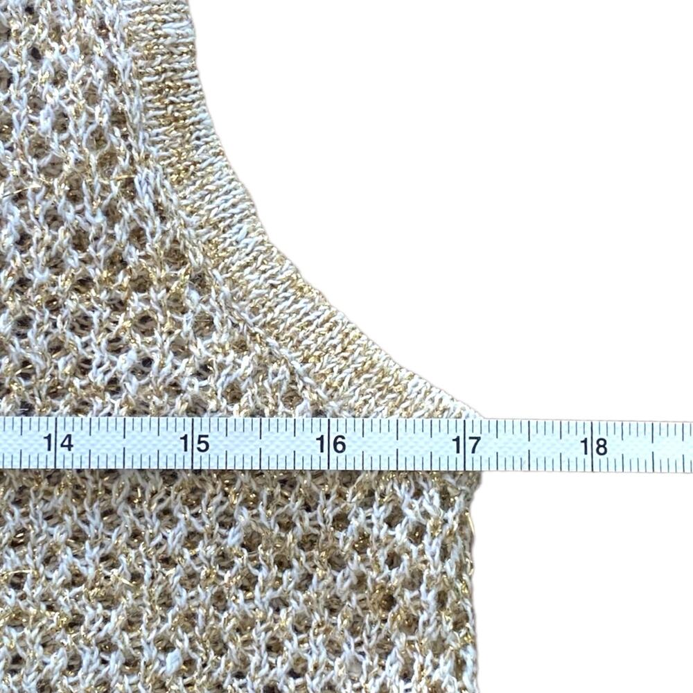 Vintage Gold Metallic Open Weave Sweater‎ Tank Glam Party Festi - Size Small - Picture 8 of 9